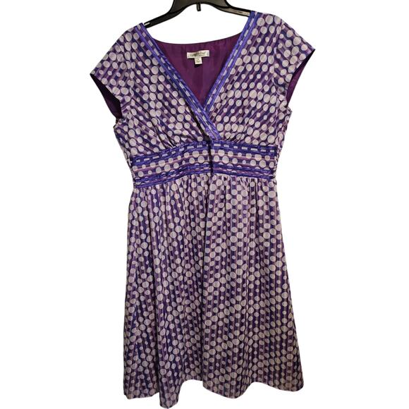 Coldwater Creek Vintage Polka Dot Y2K Retro Kentucky‎ Derby Dress Purple Size 14 - Picture 1 of 9